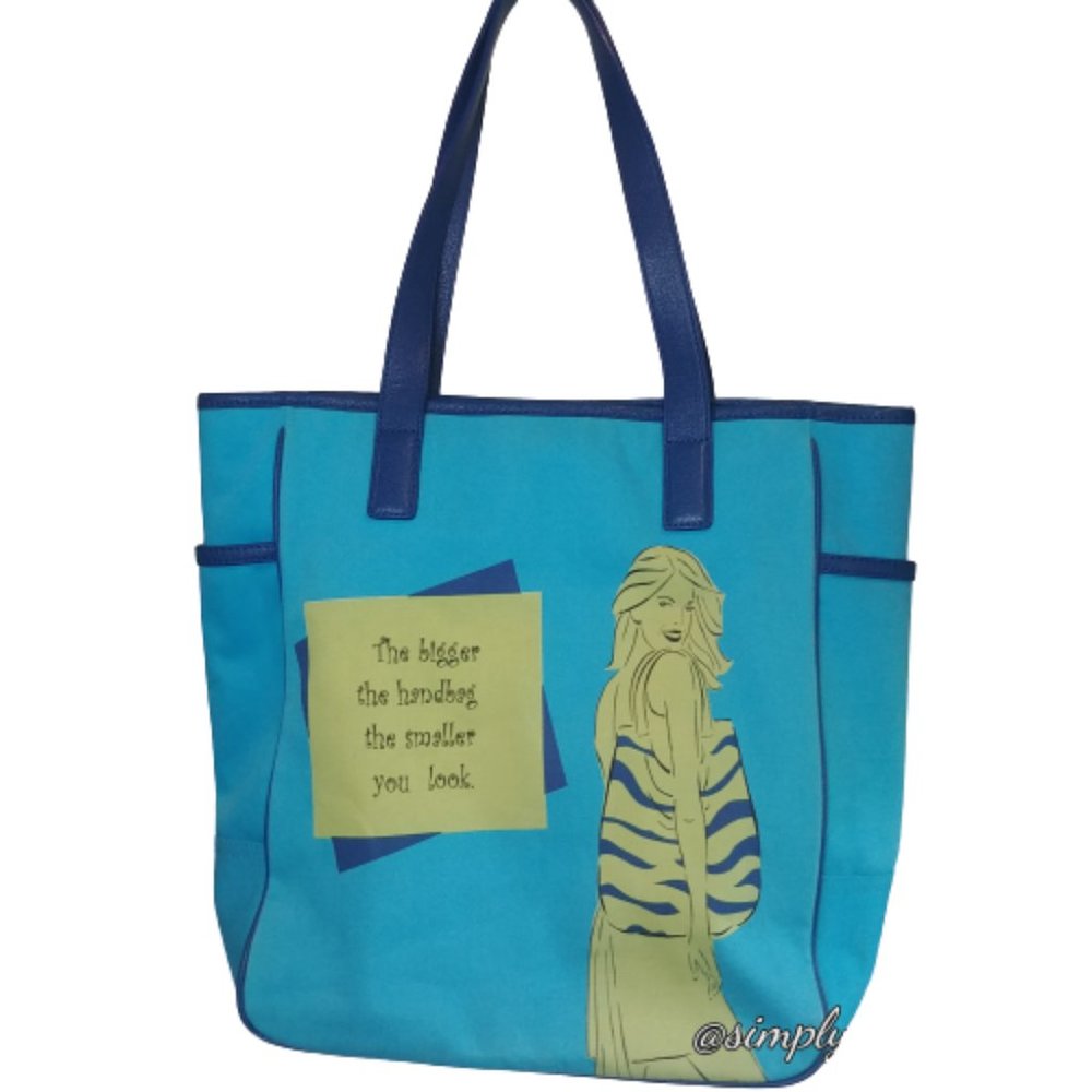 Kate Landry Blue Canvas Shopping Tote